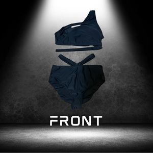 SHEIN SXY Plus Mono Bikini Set Cutout One Shoulder Wireless Bra Top